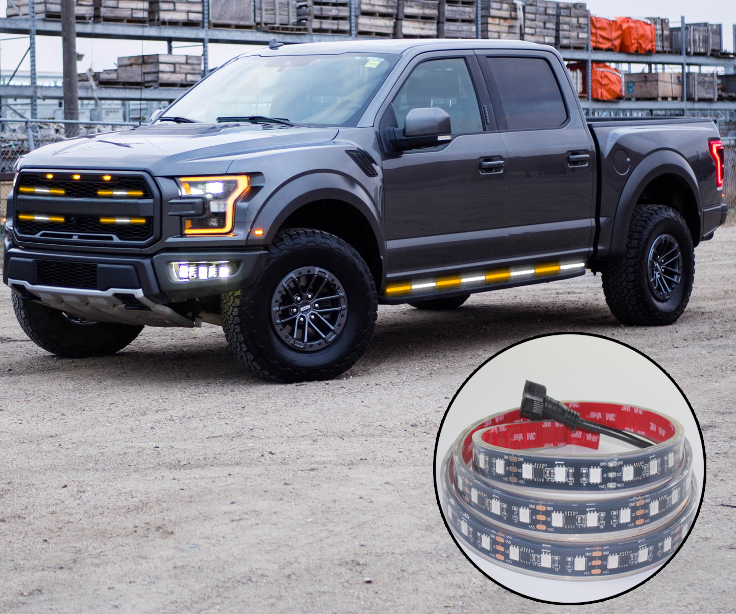 2 x Generation II Multi Color 78" Chaser Warning Strip for Both Side of Rocker Panel / Side Step / Running Board