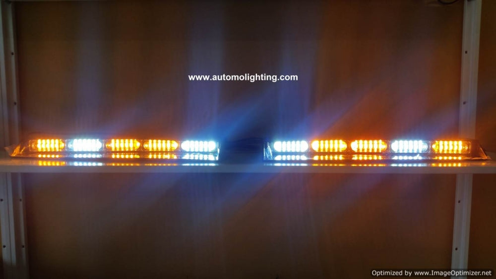 Xprite Amber LED Visor Strobe Light Bar – Windshield/Deck/Dash Emergency Light, 26 Flash Patterns